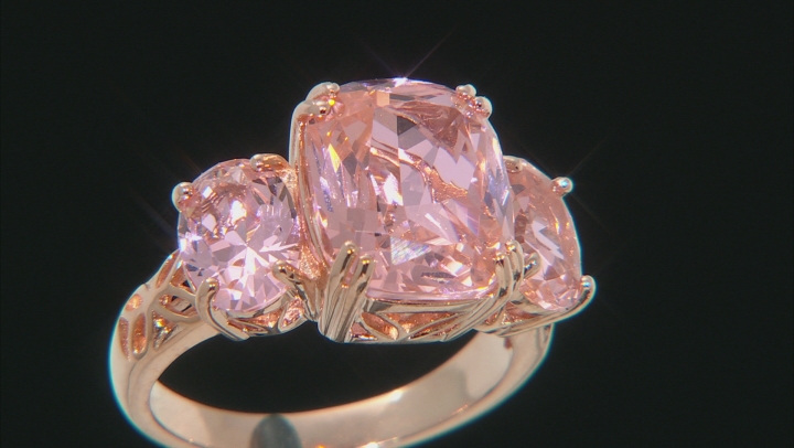 Morganite Simulant 18K Rose Gold Over Sterling Silver Ring 6.49ctw