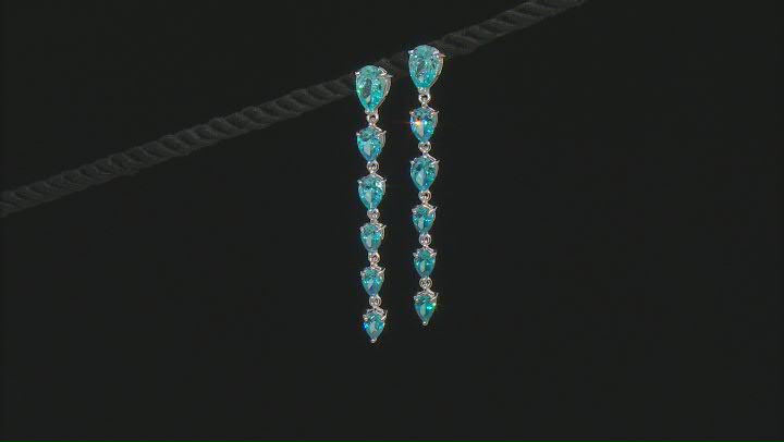 Blue Cubic Zirconia Rhodium Over Sterling Silver Earrings 11.95ctw Video Thumbnail