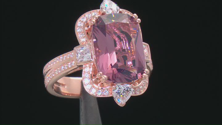 Blush Zircon Simulant And White Cubic Zirconia 18K Rose Gold Over Sterling Silver Ring 9.05ctw Video Thumbnail