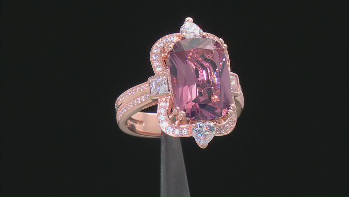 Blush Zircon Simulant And White Cubic Zirconia 18K Rose Gold Over Sterling Silver Ring 9.05ctw Video Thumbnail