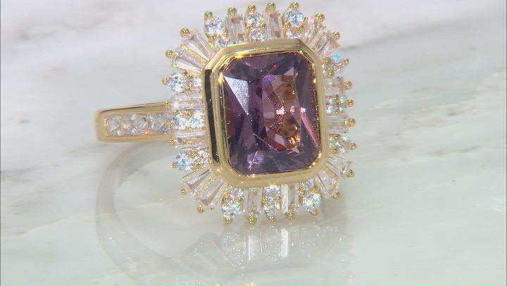 Blush Zircon Simulant And White Cubic Zirconia 18K Yellow Gold Over Sterling Silver Ring 5.87ctw Video Thumbnail