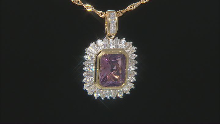 Blush Zircon Simulant And White Cubic Zirconia 18K Yellow Gold Over Silver Pendant With Chain Video Thumbnail
