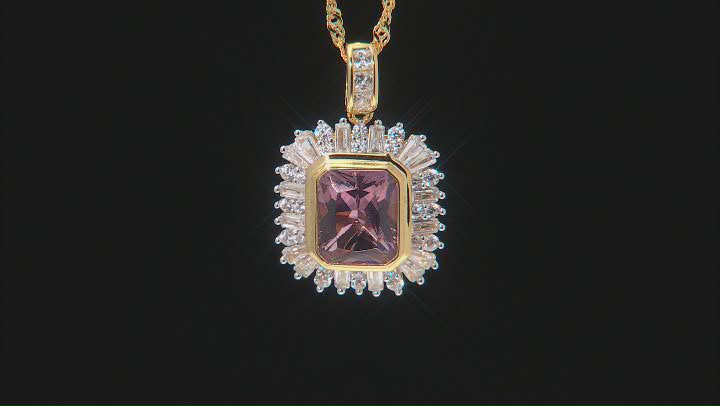 Blush Zircon Simulant And White Cubic Zirconia 18K Yellow Gold Over Silver Pendant With Chain Video Thumbnail