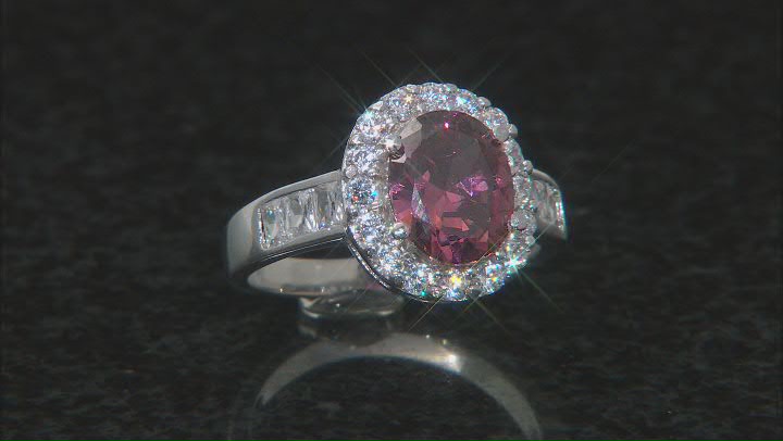 Blush And White Cubic Zirconia Rhodium Over Sterling Silver Ring 6.50ctw