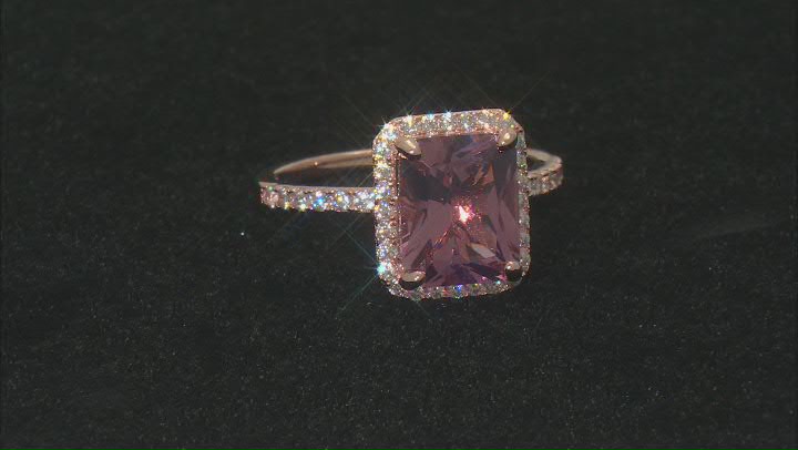 Pink And White Cubic Zirconia 18K Rose Gold Over Sterling Silver Ring With Band 4.24ctw Video Thumbnail