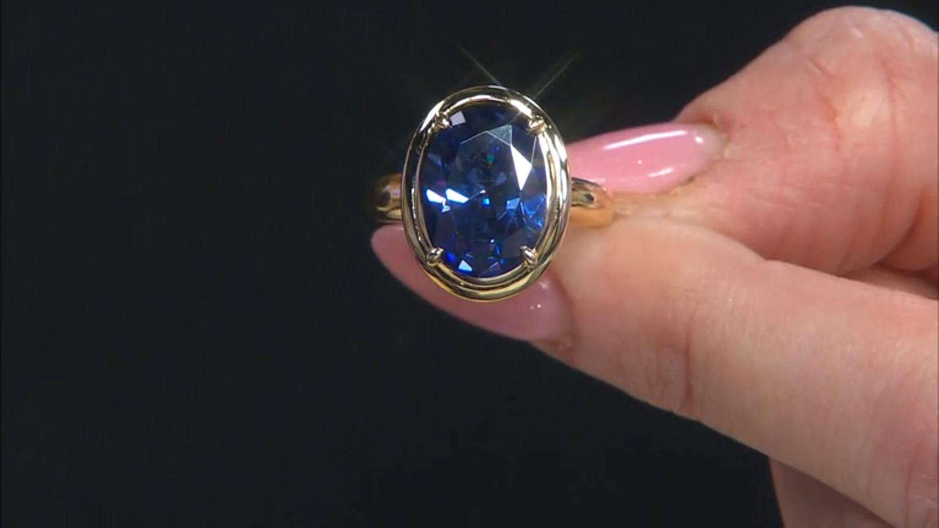 Blue Cubic Zirconia 18K Yellow Gold Over Sterling Silver Ring 9.87ctw Video Thumbnail