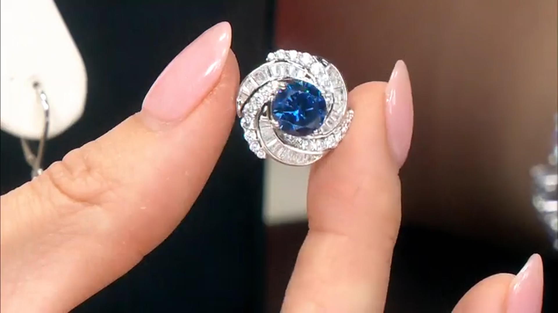Blue And White Cubic Zirconia Rhodium Over Sterling Silver Ring 5.02ctw Video Thumbnail