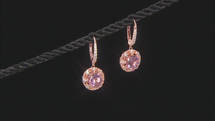 Blush Zircon Simulant And White Cubic Zirconia 18K Rose Gold Over Sterling Silver Earrings 5.09ctw