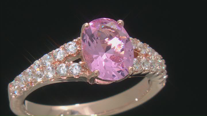 Pink And White Cubic Zirconia 18K Rose Gold Over Sterling Silver Ring 3.79ctw Video Thumbnail