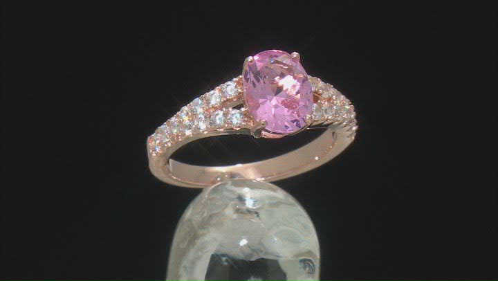 Pink And White Cubic Zirconia 18K Rose Gold Over Sterling Silver Ring 3.79ctw Video Thumbnail