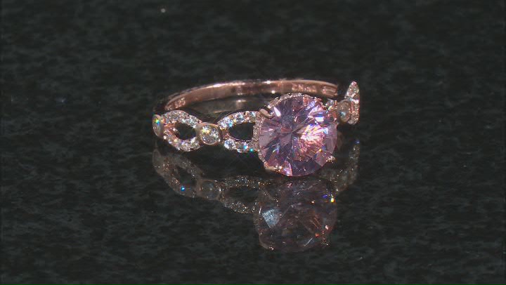 Pink Morganite Simulant And White Cubic Zirconia 18K Rose Gold Over Sterling Silver Ring 2.51ctw Video Thumbnail