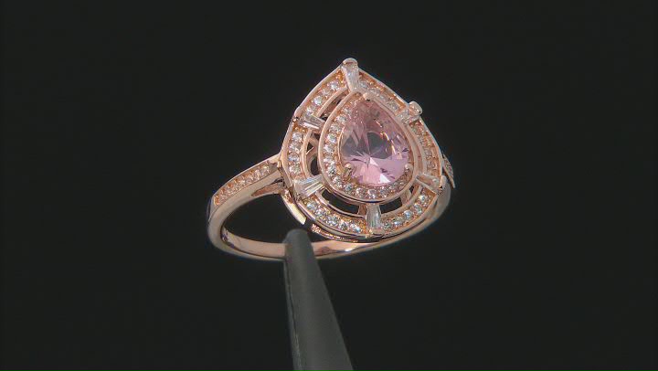 Morganite Simulant And White Cubic Zirconia 18K Rose Gold Over Sterling Silver Ring 2.67ctw