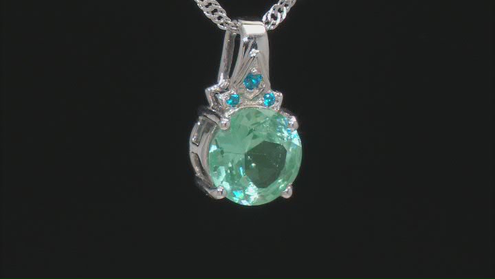 Green And Blue Cubic Zirconia Rhodium Over Sterling Silver Pendant With Chain 2.96ctw Video Thumbnail