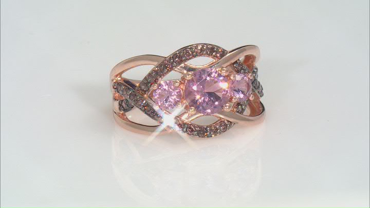 Pink Morganite Simulant And Mocha Cubic Zirconia 18K Rose Gold Over Sterling Silver Ring 2.50ctw