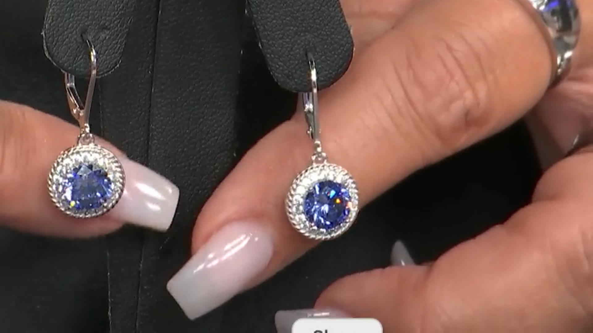 Blue And White Cubic Zircoinia Platinum Over Sterling Silver Earrings 4.61ctw Video Thumbnail