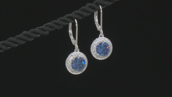 Blue And White Cubic Zircoinia Platinum Over Sterling Silver Earrings 4.61ctw Video Thumbnail