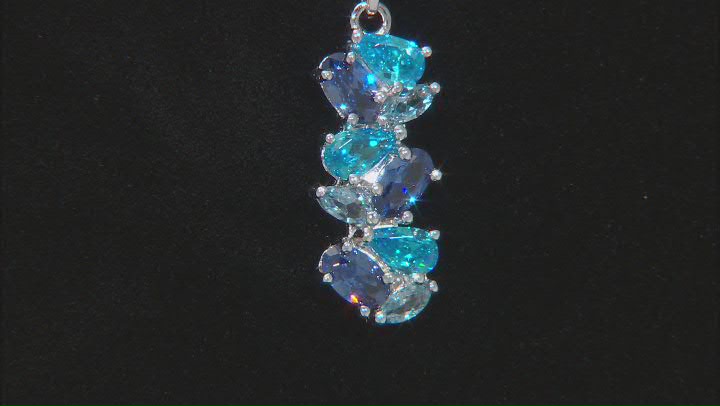 Blue Cubic Zirconia And Lab Created Blue Spinel  Rhodium Over Silver Pendant With Chain 1.93ctw Video Thumbnail
