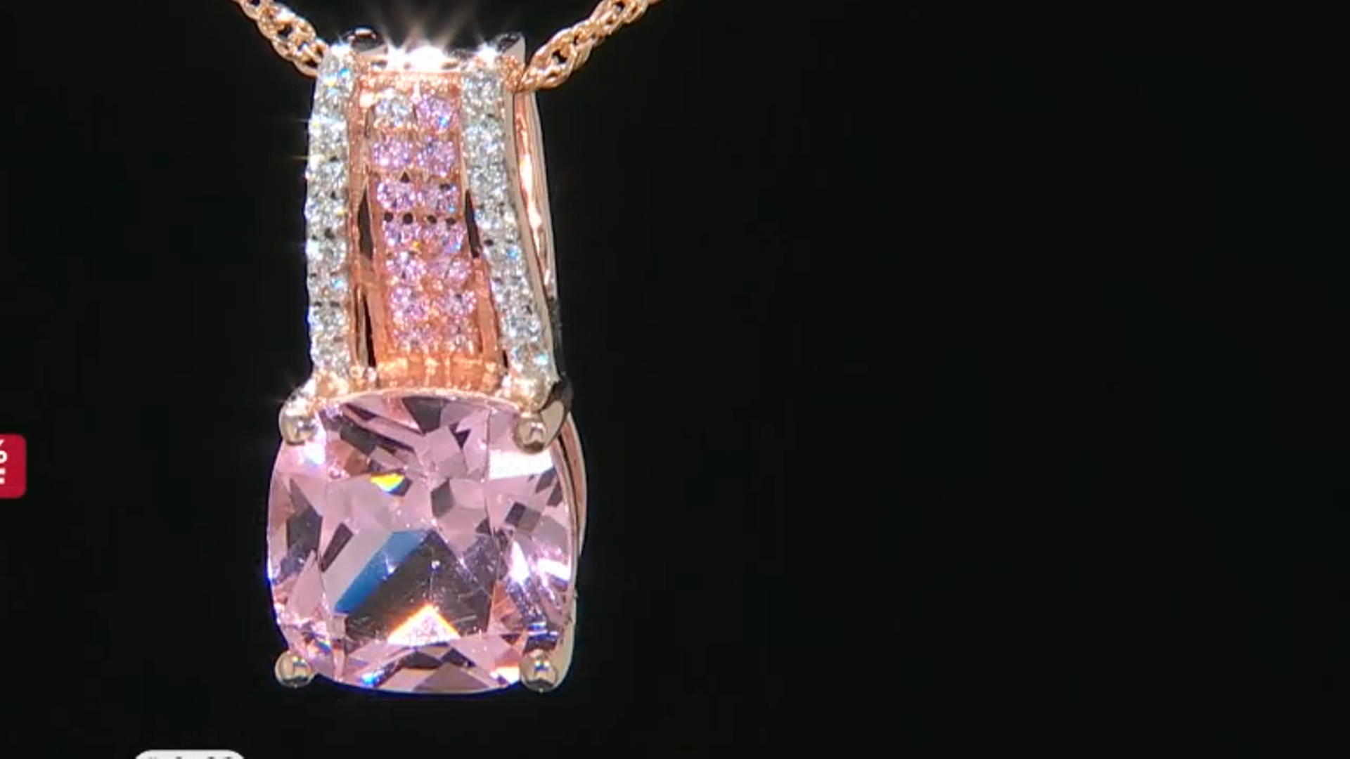 Pink And White Cubic Zirconia 18k Rose Gold Over Silver Pendant With Chain Video Thumbnail