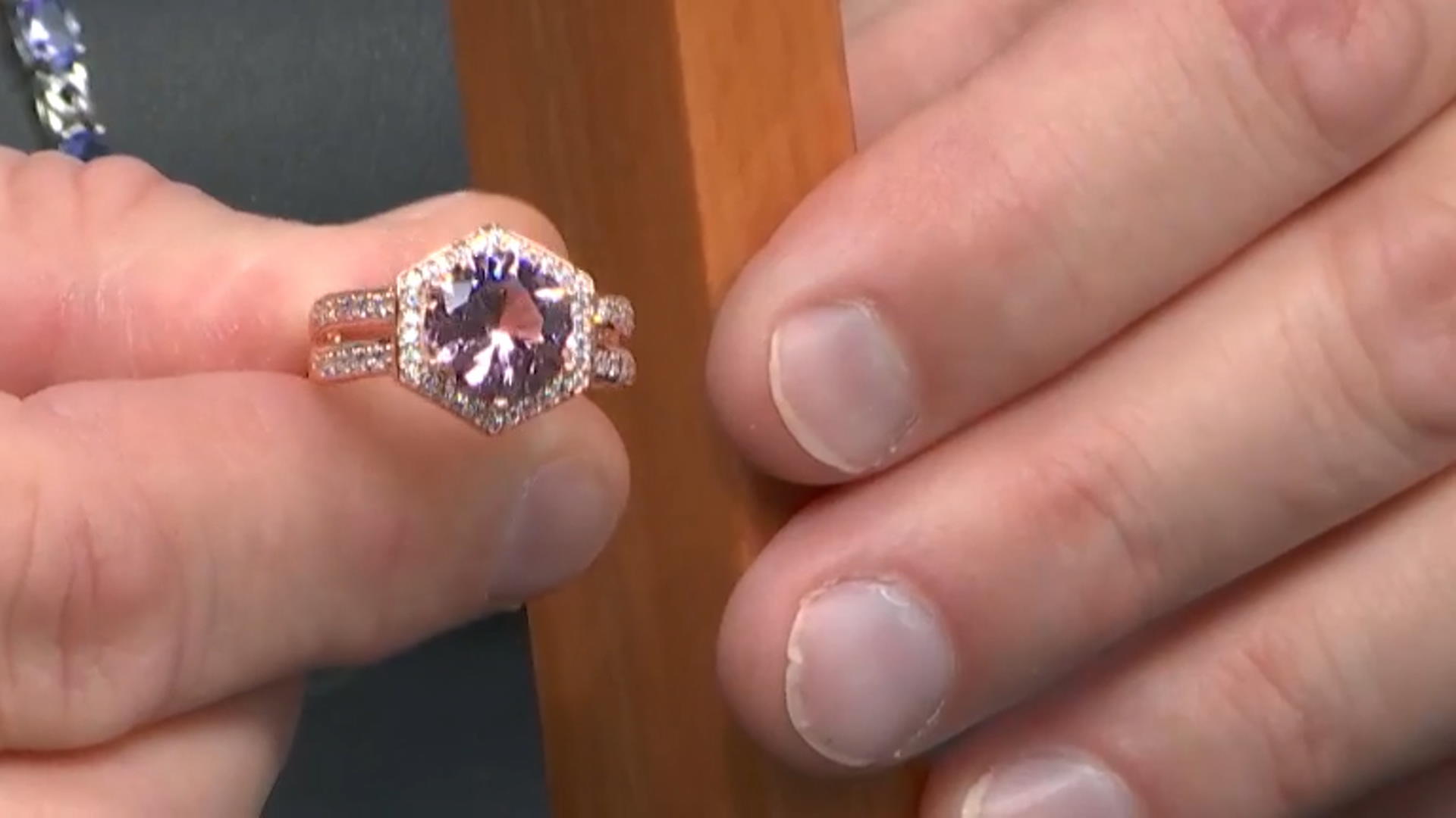 Pink and White Cubic Zirconia 18K Rose Gold Over Silver Ring Video Thumbnail