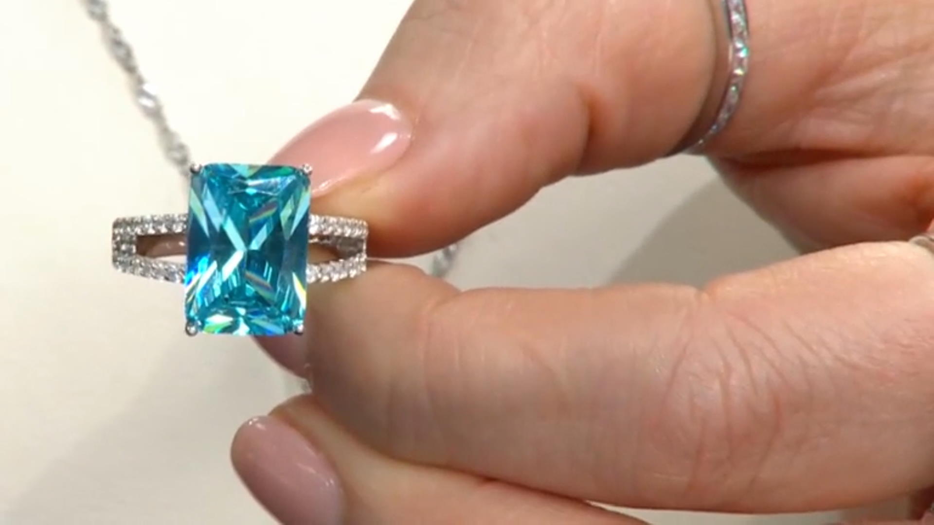 Blue And White Cubic Zirconia Rhodium Over Sterling Silver Ring 10.64ctw Video Thumbnail