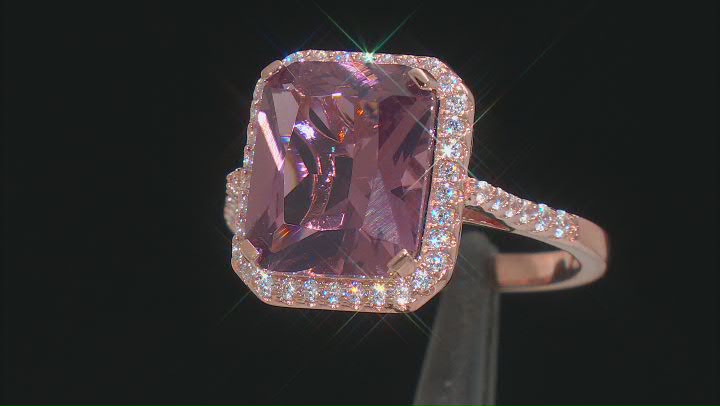 Blush Zircon Simulant And White Cubic Zirconia 18k Rose Gold Over Sterling Silver Ring 6.25ctw Video Thumbnail