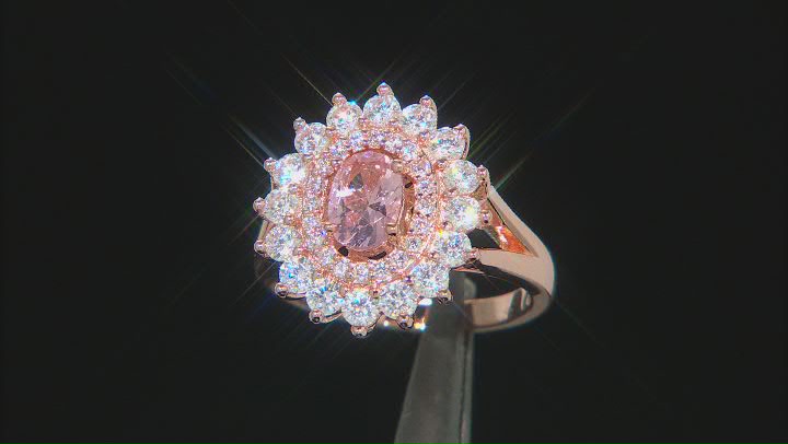 Pink And White Cubic Zirconia 18K Rose Gold Over Sterling Silver Ring 3.09ctw Video Thumbnail