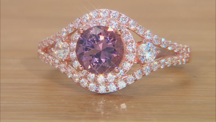 Blush Zircon Simulant And White Cubic Zirconia 18k Rose Gold Over Sterling Silver Ring 2.69ctw Video Thumbnail