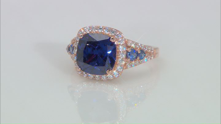 Blue And White Cubic Zirconia 18k Rose Gold Over Sterling Silver Ring 8.92ctw Video Thumbnail
