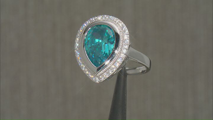 Blue And White Cubic Zirconia Rhodium Over Sterling Silver Ring 10.10ctw Video Thumbnail