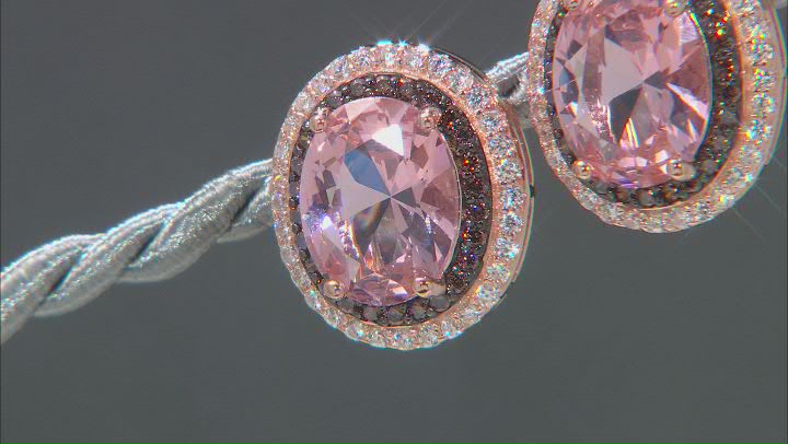 Morganite Simulant, White, And Mocha Cubic Zirconia 18k Rose Gold Over Silver Earrings 4.95ctw Video Thumbnail