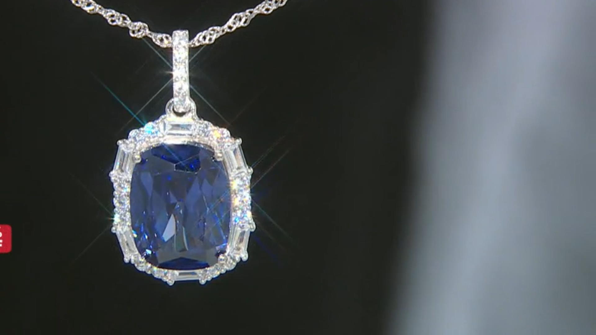 Blue And White Cubic Zirconia Rhodium Over Sterling Silver Pendant With Chain 18.91ctw