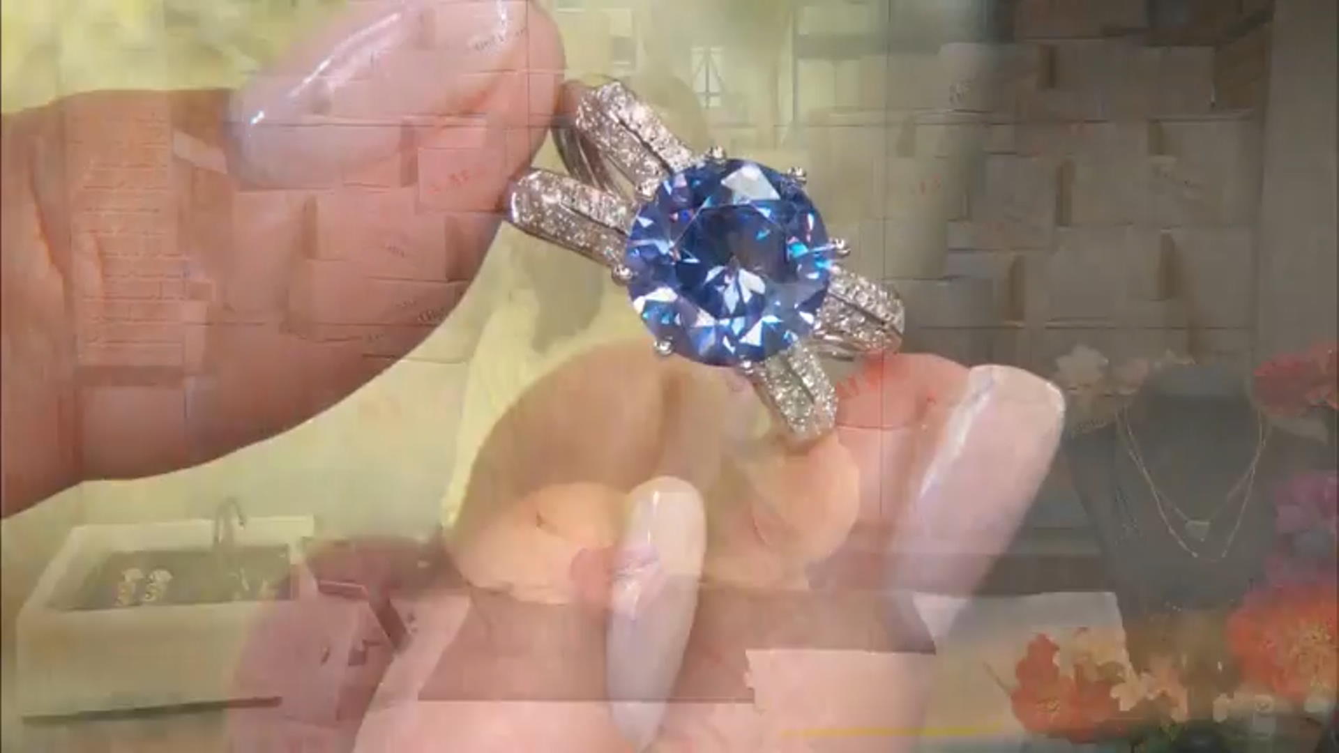 Blue And White Cubic Zirconia Rhodium Over Sterling Silver Ring 8.45ctw Video Thumbnail