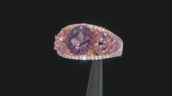 Blush Zircon And Morganite Simulants And White Cubic Zirconia 18k Rose Gold Over Silver Ring 5.72ctw Video Thumbnail