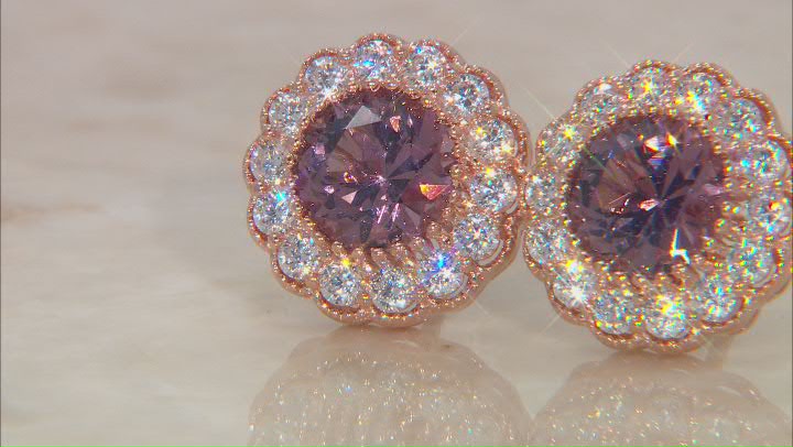 Blush Zircon Simulant And White Cubic Zirconia 18k Rose Gold Over Sterling Silver Earrings 6.68ctw Video Thumbnail