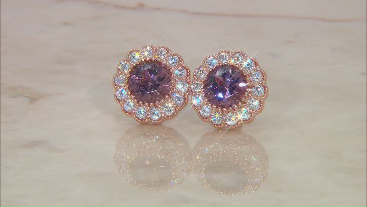 Blush Zircon Simulant And White Cubic Zirconia 18k Rose Gold Over Sterling Silver Earrings 6.68ctw Video Thumbnail