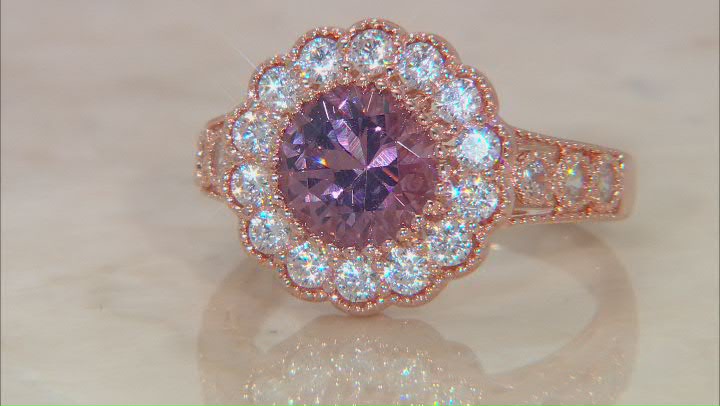 Blush Zircon Simulant And White Cubic Zirconia 18k Rose Gold Over Sterling Silver Ring 3.34ctw Video Thumbnail