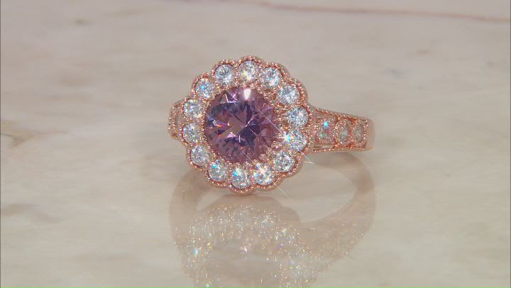 Blush Zircon Simulant And White Cubic Zirconia 18k Rose Gold Over Sterling Silver Ring 3.34ctw Video Thumbnail