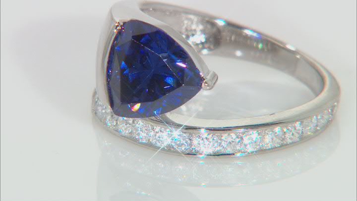 Blue And White Cubic Zirconia Rhodium Over Sterling Silver Ring 5.33ctw Video Thumbnail