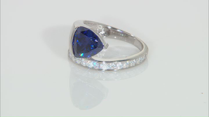 Blue And White Cubic Zirconia Rhodium Over Sterling Silver Ring 5.33ctw Video Thumbnail