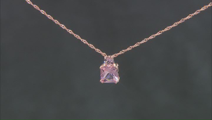 Morganite Simulant 18k Rose Gold Over Silver Pendant With Chain 2.95ctw Video Thumbnail