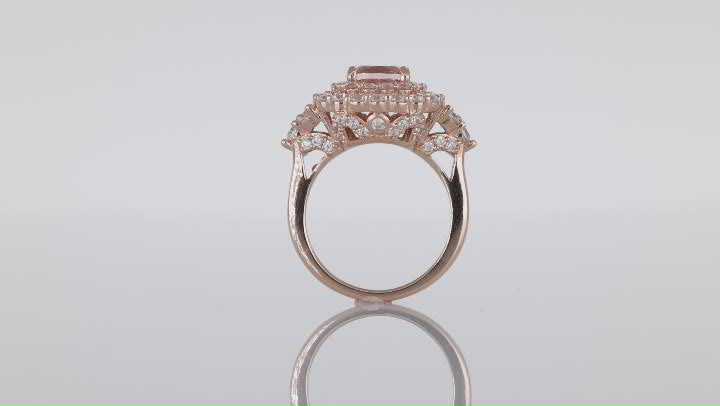 Morganite Simulant And White Cubic Zirconia 18k Rose Gold Over Sterling Silver Ring 1.96ctw Video Thumbnail