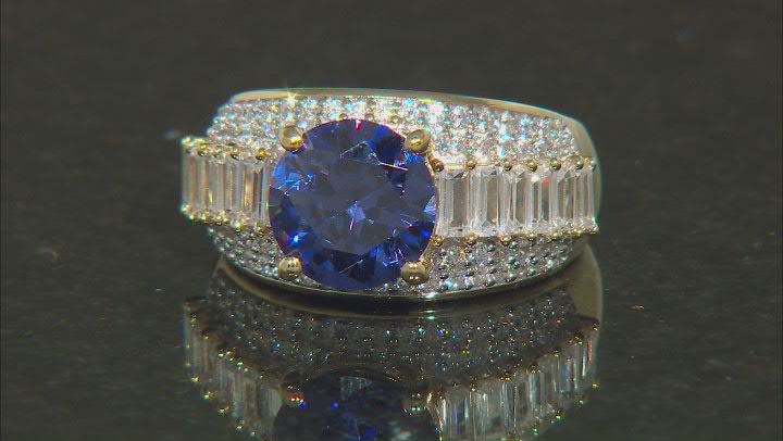 Blue And White Cubic Zirconia 18k Yellow Gold Over Sterling Silver Ring 8.65ctw Video Thumbnail