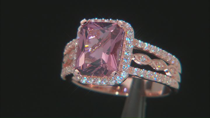 Blush Zircon Simulant And White Cubic Zirconia 18k Rose Gold Over Sterling Silver Ring 4.13ctw Video Thumbnail