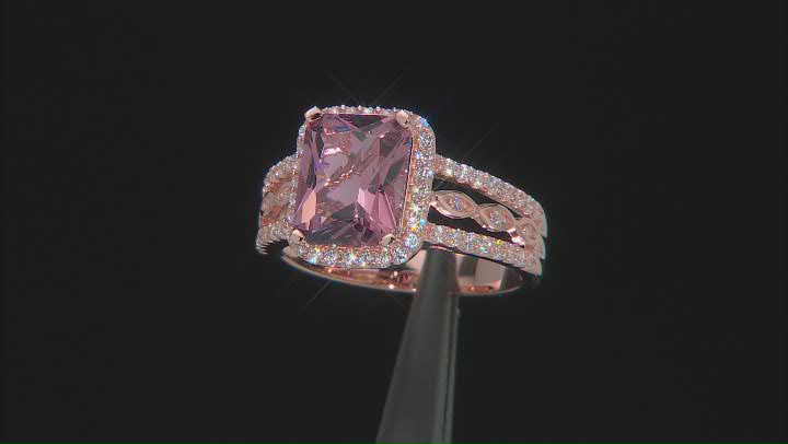 Blush Zircon Simulant And White Cubic Zirconia 18k Rose Gold Over Sterling Silver Ring 4.13ctw Video Thumbnail
