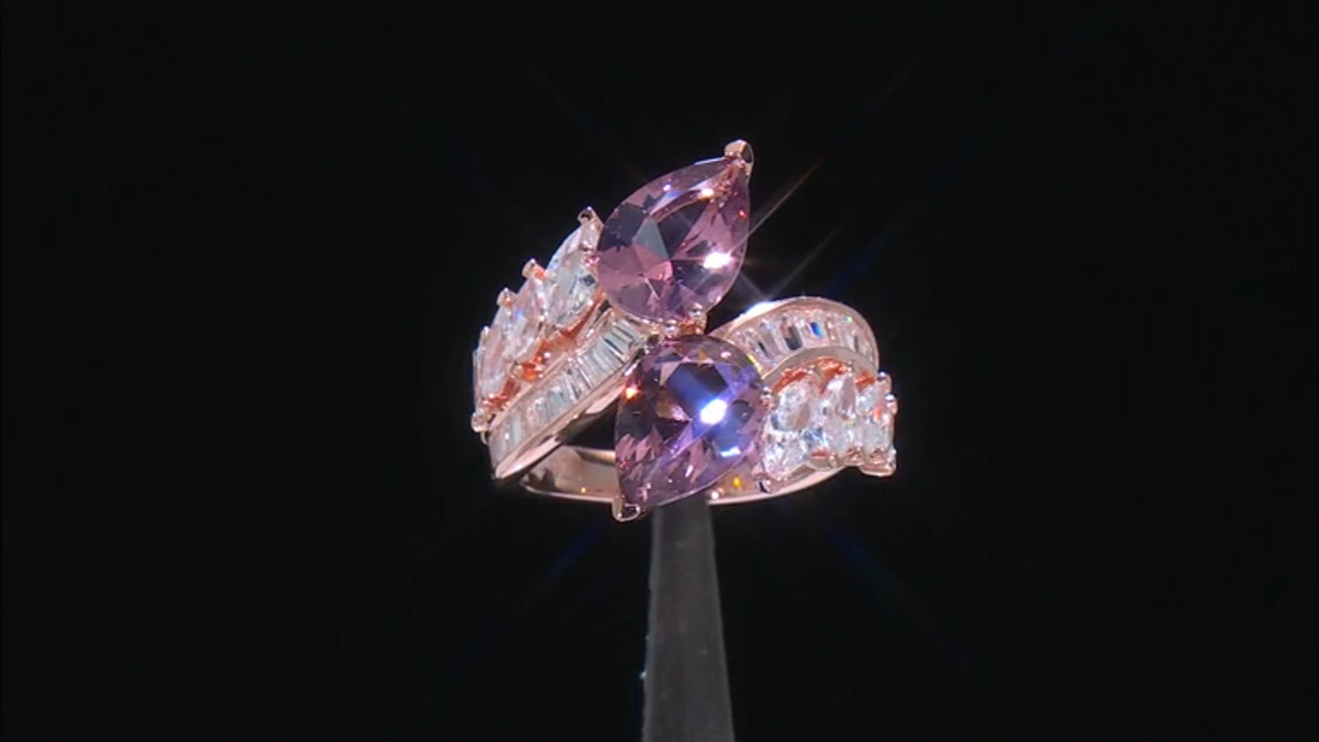 Blush Zircon Simulant And White Cubic Zirconia 18k Rose Gold Over Sterling Silver Ring 6.75ctw Video Thumbnail