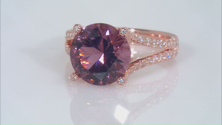 Blush Zircon Simulant And White Cubic Zirconia 18k Rose Gold Over Sterling Silver Ring 7.96ctw Video Thumbnail