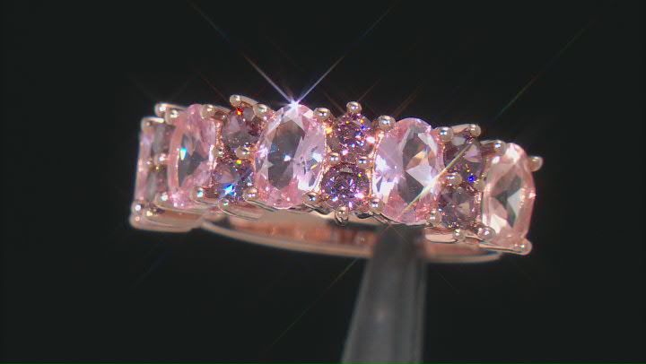Morganite Simulant And Blush Cubic Zirconia 18k Rose Gold Over Sterling Silver Ring 3.84ctw Video Thumbnail
