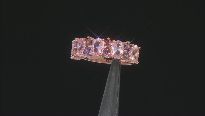 Morganite Simulant And Blush Cubic Zirconia 18k Rose Gold Over Sterling Silver Ring 3.84ctw Video Thumbnail