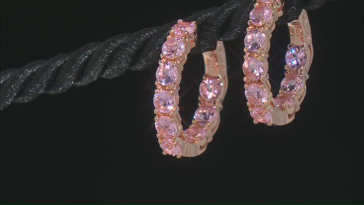 Morganite Simulant 18k Rose Gold Over Sterling Silver Hoops 3.60ctw Video Thumbnail