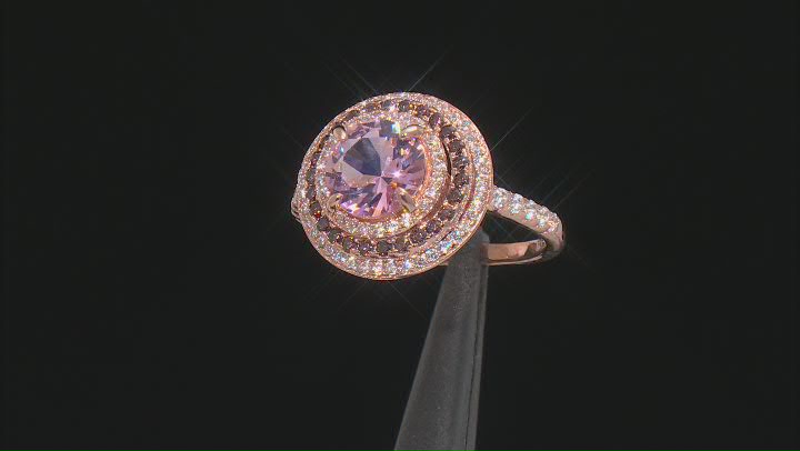 Pink Morganite Simulants And Brown And White Cubic Zirconia 18k Rose Gold Over Sterling Silver Ring Video Thumbnail